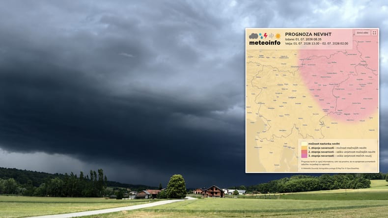 Nevihtna nevarnost se veča, vremenoslovci najhujše napovedujejo prav v Pomurju