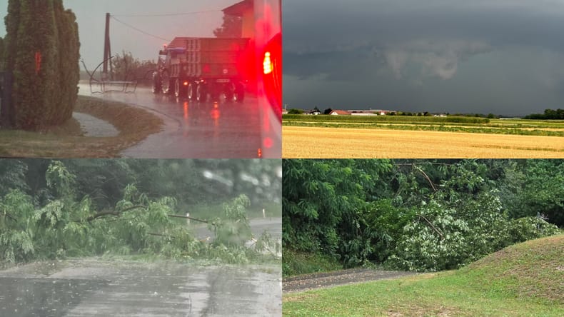 FOTO in VIDEO: Ponekod klestila toča, v več krajih aktivirani gasilci, ceste neprevozne