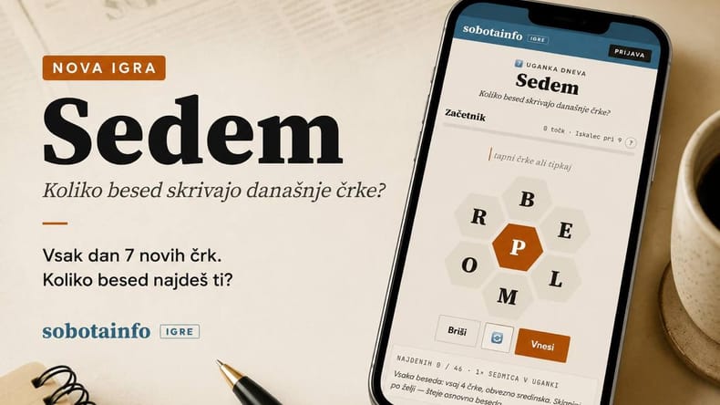 Koliko besed se skriva v sedmih črkah? Nova brezplačna igra Sedem je zdaj na naših medijih
