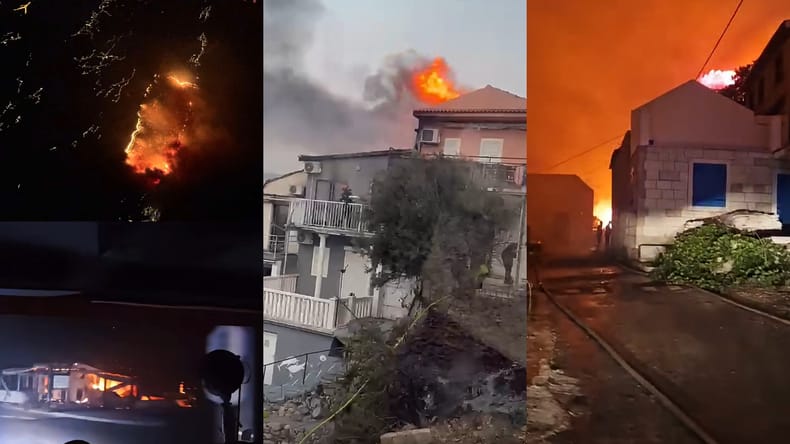 FOTO in VIDEO: Pekel na Omišu, ogenj dosegel središče mesta, evakuiranih najmanj tisoč ljudi