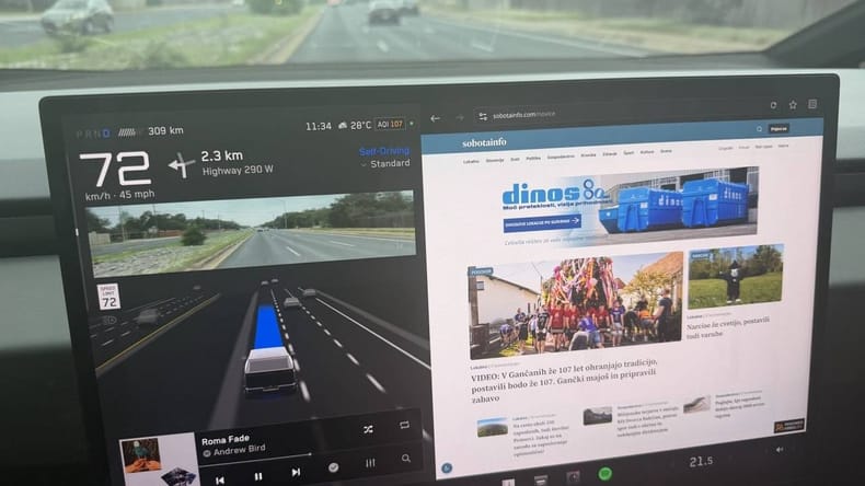 Končno tudi pri nas: Tesla v Sloveniji uvaja avtonomno vožnjo pod nadzorom voznika