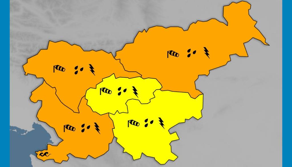 ARSO opozarja: Oranžno opozorilo zaradi vetra, ponoči možni močnejši nalivi