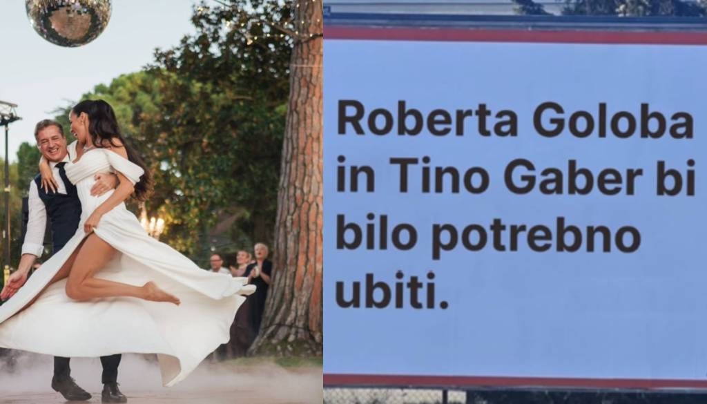 Plakat s pozivom k uboju Goloba in Tine Gaber. Oglasil se je ...