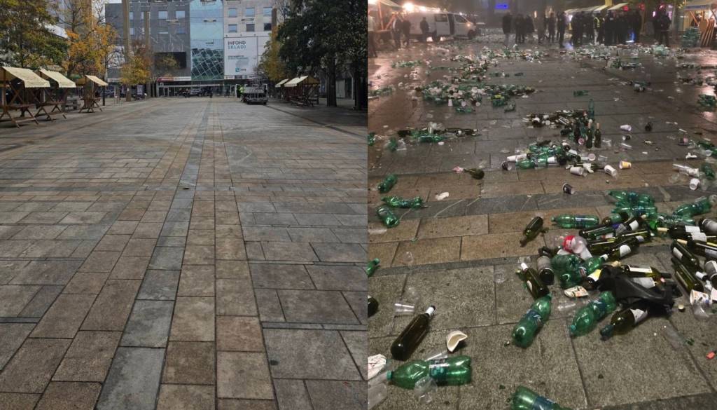FOTO: Maribor po martinovanju: Delavci Snage čez noč očistili mestne trge