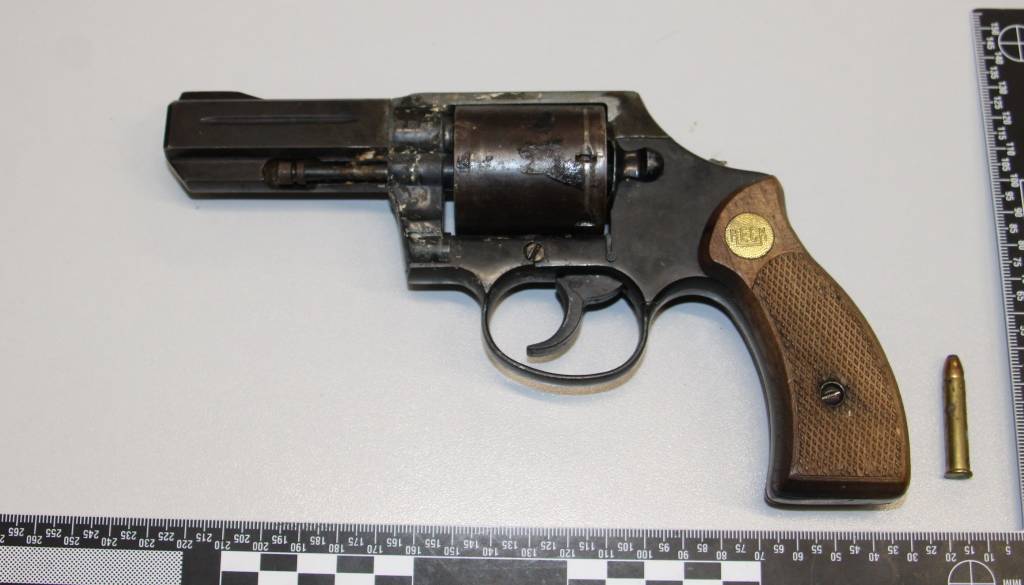 Hišna preiskava v Mirni Peči, policisti 28-letniku zasegli revolver 