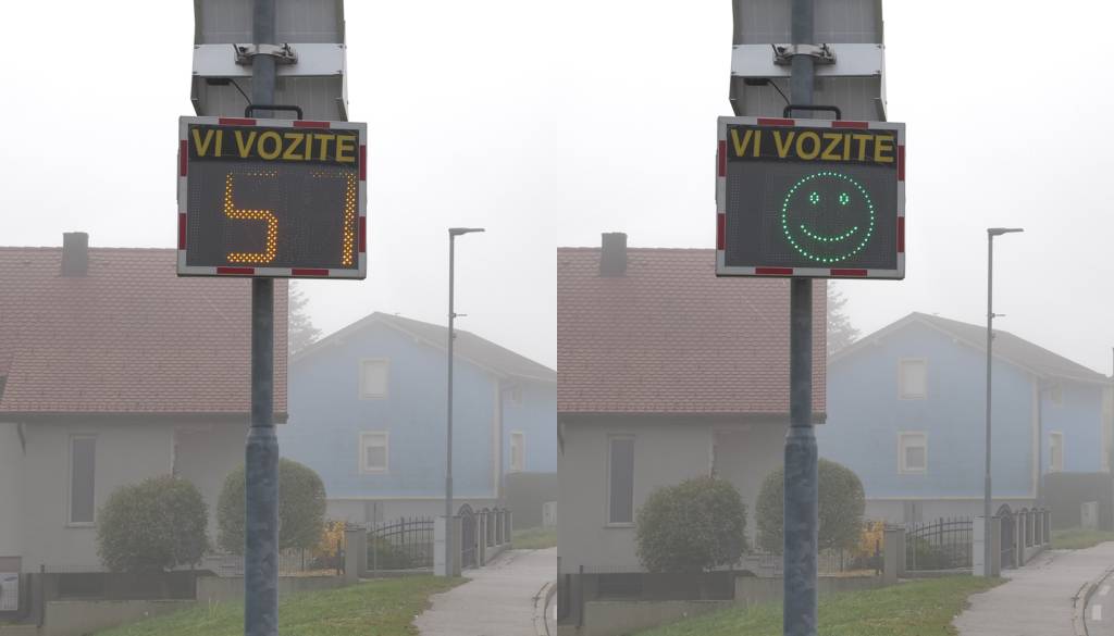 FOTO in VIDEO: Prometni znak se smeje, tudi če se vozniki peljejo prehitro