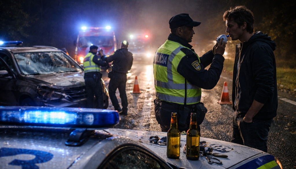 Filmski prizori na dolenjskih cestah: od trčenja v policijsko vozilo do bežanja in vožnje z 2,4 promili