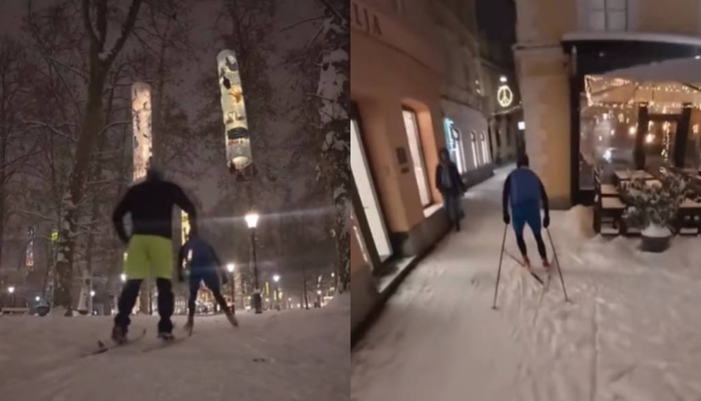 VIDEO: Tek na smučeh v središču Ljubljane