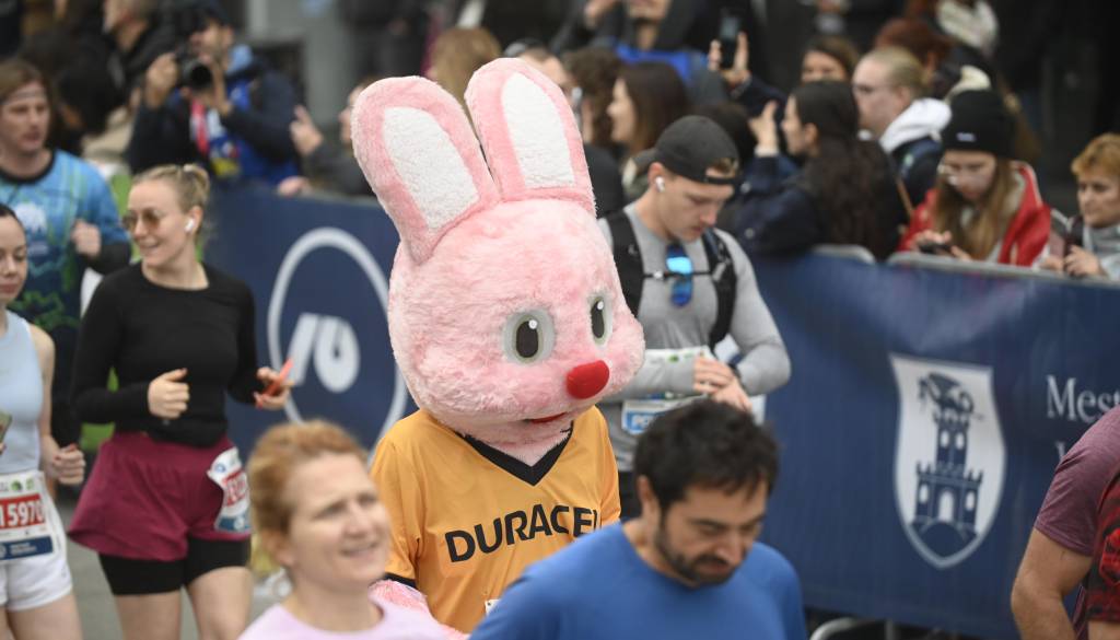 FOTO: Ljubljanski maraton v znamenju rekordov in nenavadnih kostumov, med tekači tudi dinozaver