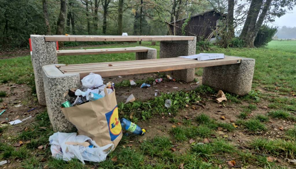 Na kranjski Planini porisane klopi in smeti: občina načrtuje koše s pokrovi
