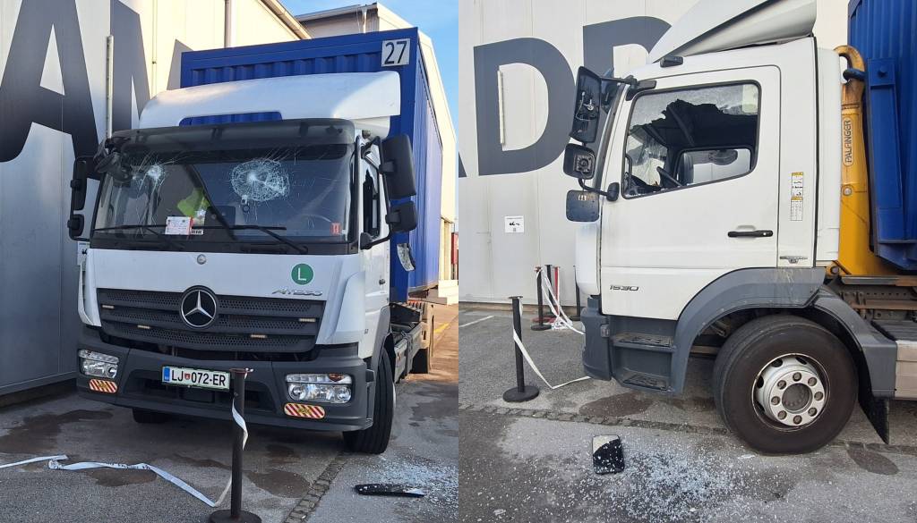 Neznanci poškodovali tovornjak SNG Drame Ljubljana