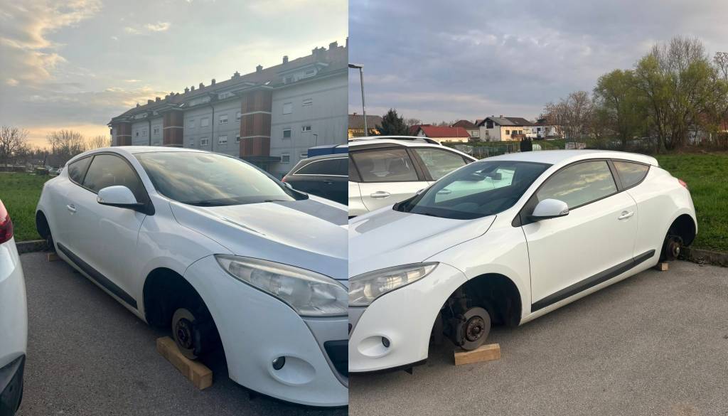 Na pomurskem parkirišču so ji ukradli vsa štiri platišča s pnevmatikami