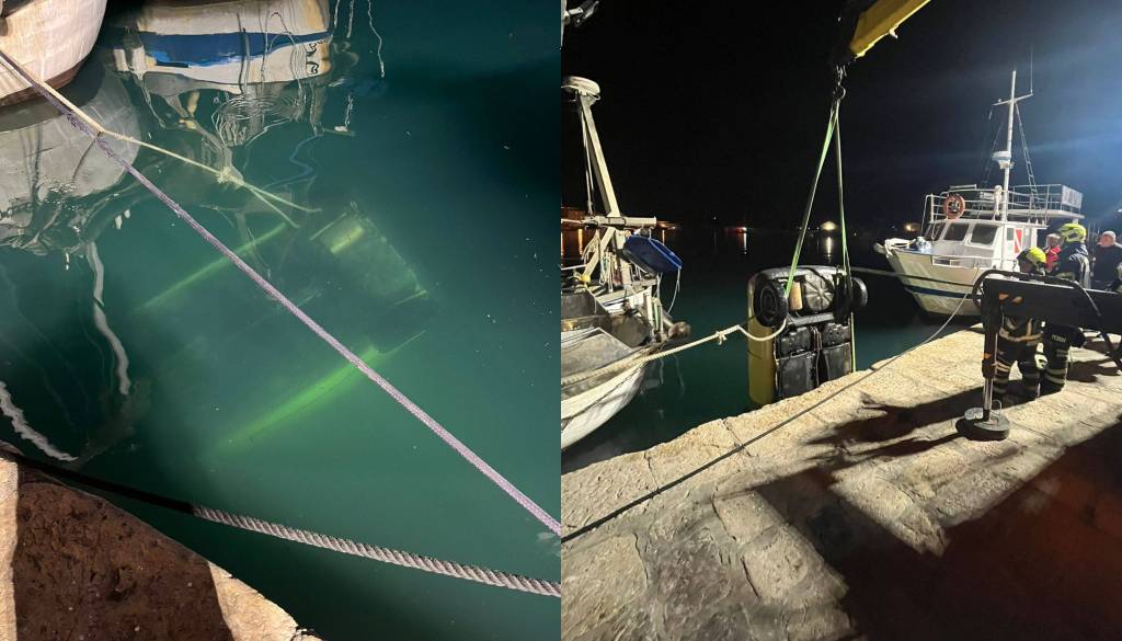 Na Krku avto končal v morju, gasilci pomagali pri reševanju