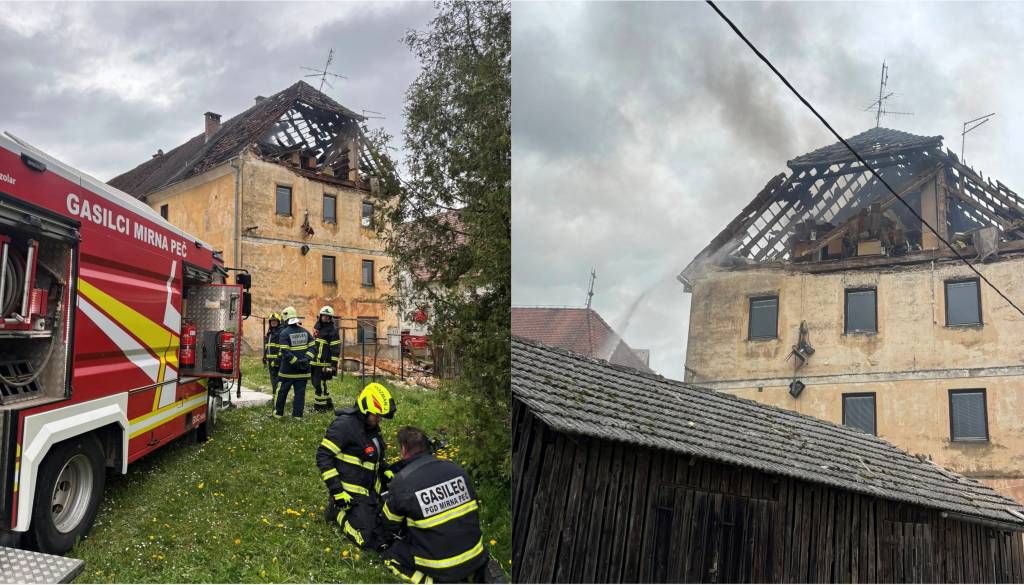 FOTO: Zagorelo sredi Mirne Peči. Na lokaciji gasilci, policisti in reševalci