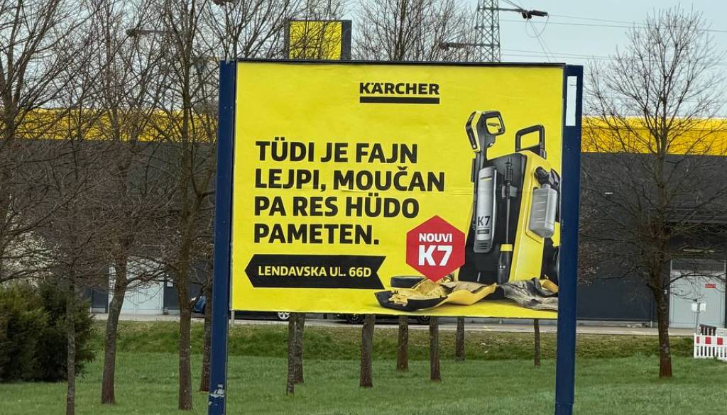 Kärcher v Prekmurju udaril mimo, oglas v 'narečju', ki to ni