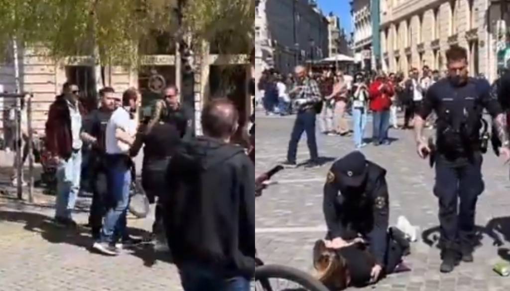 VIDEO: 45-letnica na Prešernovem trgu nad policiste, sledila je uporaba sile