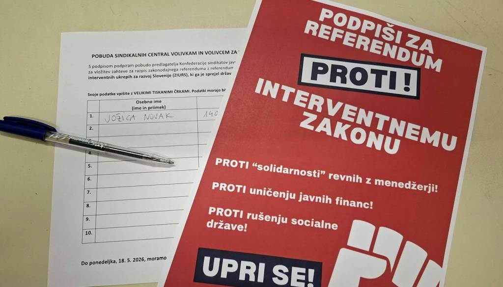 Sindikati podpise proti interventnemu zakonu zbirajo tudi v Novem mestu