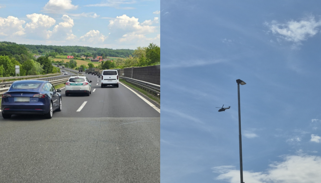 FOTO in VIDEO: Na pomurski avtocesti vojaški konvoj, nizko nad Mursko Soboto še vojaški helikopter