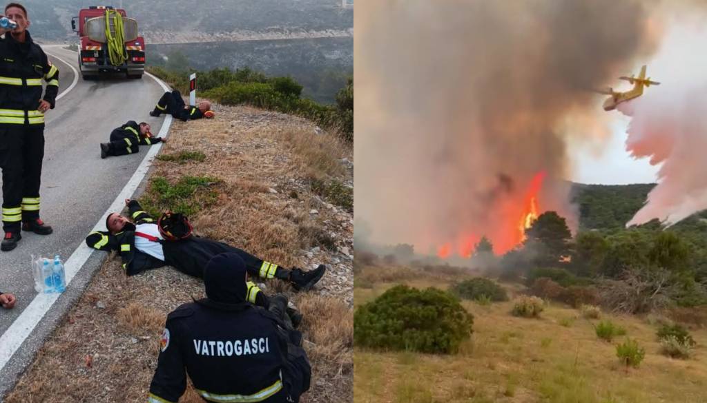 Požar na hrvaškem otoku še ni pod nadzorom, prebivalci noč preživeli v strahu