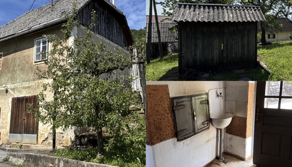 FOTO: Hišo na Dolenjskem lahko dobite že za 34 tisočakov, z njo pa tudi edinstveno izkušnjo WC-ja na »štrbunk«