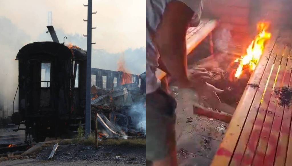 VIDEO: Na Štajerskem zgorel več kot 130 let star vagon, je šlo za požig s strani mladoletnikov? 