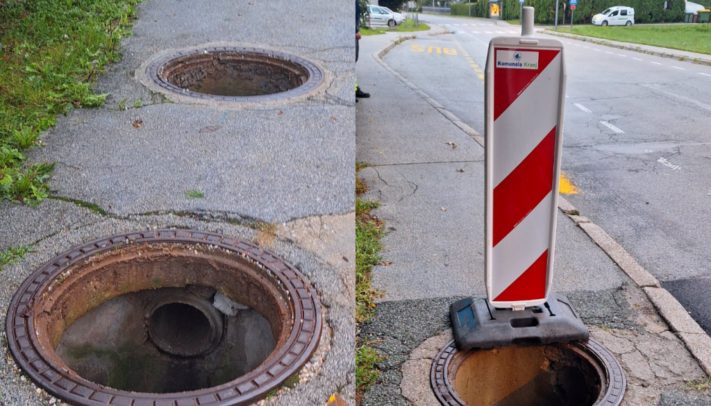Izginili pokrovi jaškov, občina svari pred nevarnostjo