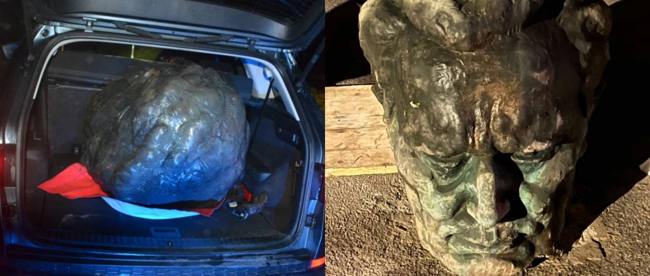 FOTO: Policisti ustavili 49-letnika, v prtljažniku prevažal glavo kipa Josipa Broza Tita