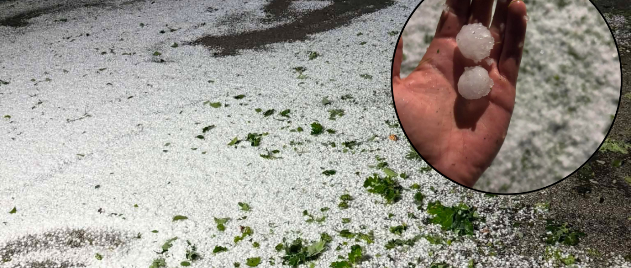 FOTO in VIDEO: Toča pobelila dele Štajerske, veter podiral drevesa in odkrival strehe