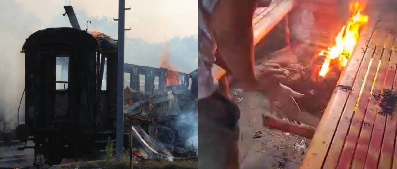 VIDEO: Na Štajerskem zgorel več kot 130 let star vagon, je šlo za požig s strani mladoletnikov? 