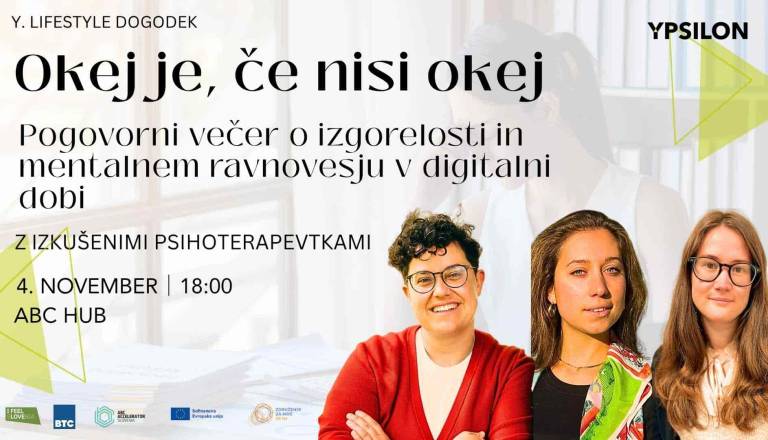 Okej je, če nisi okej: Pogovorni večer o izgorelosti in mentalnem ravnovesju v digitalni dobi