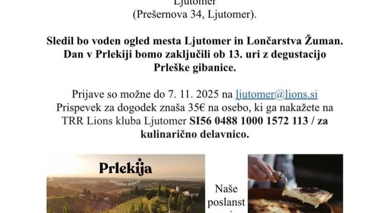 Dobrodelna kulinarična delavnica v Prlekiji "Lions Klub Ljutomer in Leo Klub Ljutomer"