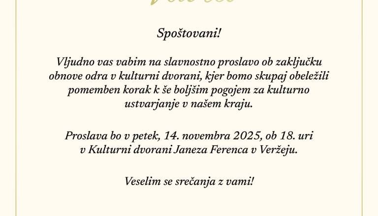 Proslava ob zaključku obnove odra v kulturni dvorani Janeza Ferenca v Veržeju
