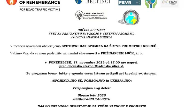 SVETOVNI DAN SPOMINA NA ŽRTVE PROMETNIH NESREČ