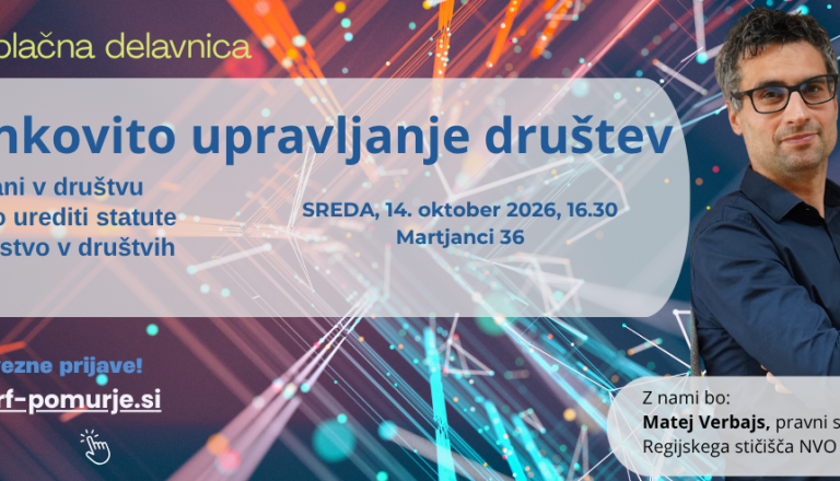 Brezplačna delavnica: učinkovito upravljanje društev