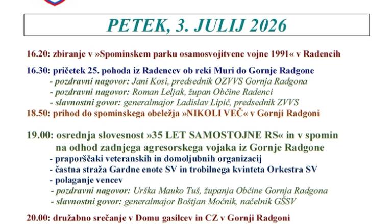 25. spominski pohod ob meji in osrednja slovesnost 35 let samostojne Rrepublike Slovenije