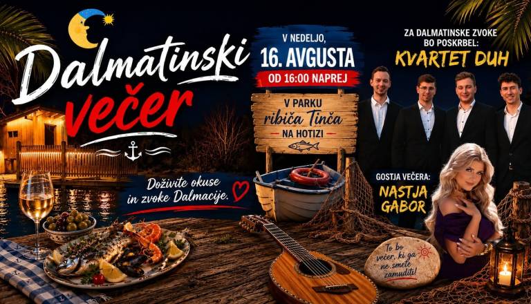 Dalmatinski večer na Hotizi: Kvartet Duh in Nastja Gabor