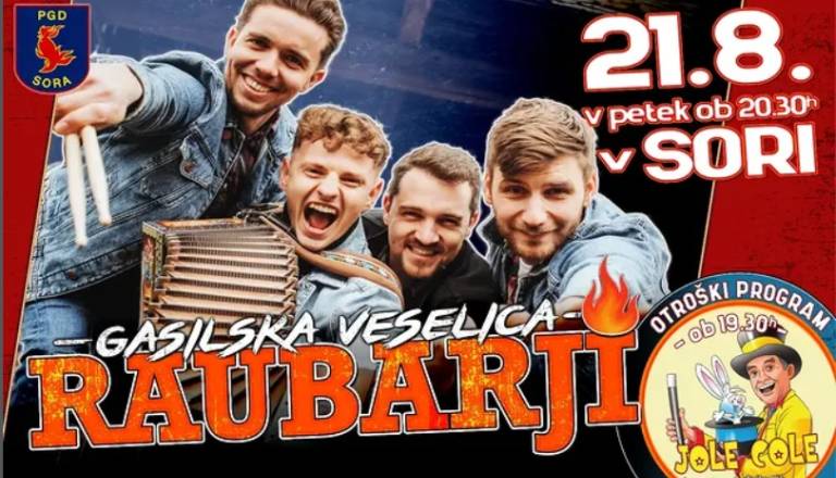 TRADICIONALNA GASILSKA VESELICA PGD SORA z ansamblom RAUBARJI