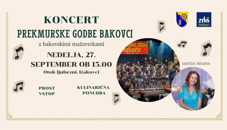Tradicionalni koncert Prekmurske godbe Bakovci z Regino