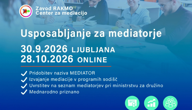 USPOSABLJANJE ZA MEDIATORJE - Pridobite mednarodno veljaven naziv mediator