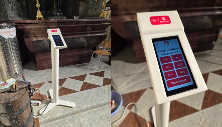 Štajerska župnija uvedla brezstično darovanje v cerkvi