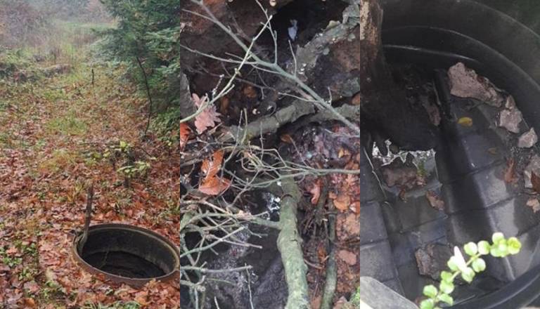 FOTO: V bližini romskega naselja povzročili škodo na kanalizaciji, primer prijavljen policiji