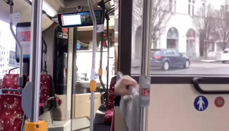 VIDEO: Zaokrožil posnetek moškega, ki razbije šipo na avtobusu