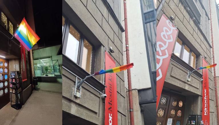 Druga noč, drugi napad: Na Kinodvoru znova brutalno uničili mavrično zastavo