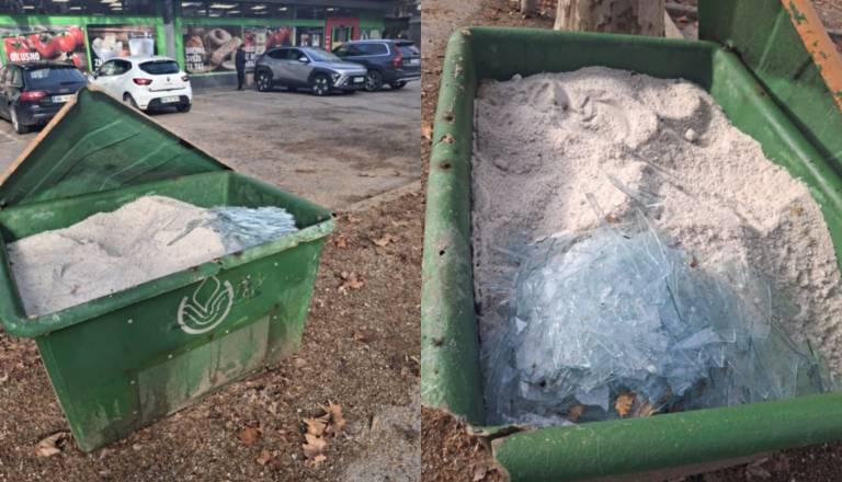 Steklo v zabojniku za zimsko posipavanje v Novem mestu