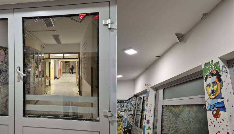 V eksploziji pirotehnike poškodovan vhod šole v Dupleku, ravnatelj napovedal kamere