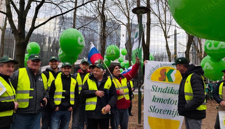 VIDEO: Pomurski kmetje del množičnega vseevropskega protesta v Bruslju
