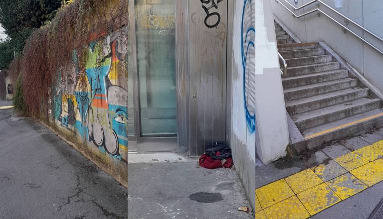 FOTO: Zanemarjeni zidovi, spolzka tla in dvigala podhoda, ki ga uporablja pol Ljubljane