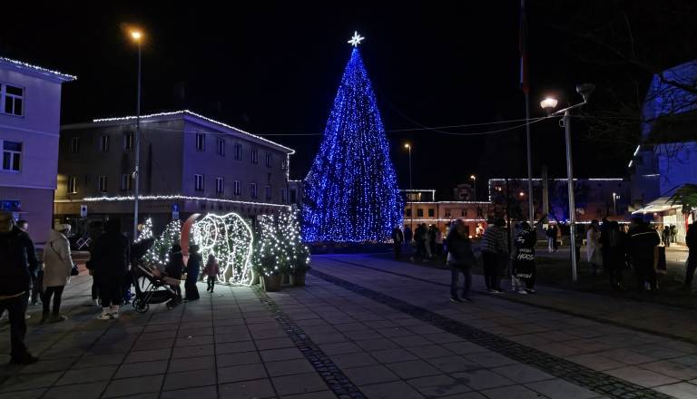 FOTO in VIDEO: Kočevje odeto v praznične luči, mesto krasijo tudi znani lokalni simboli