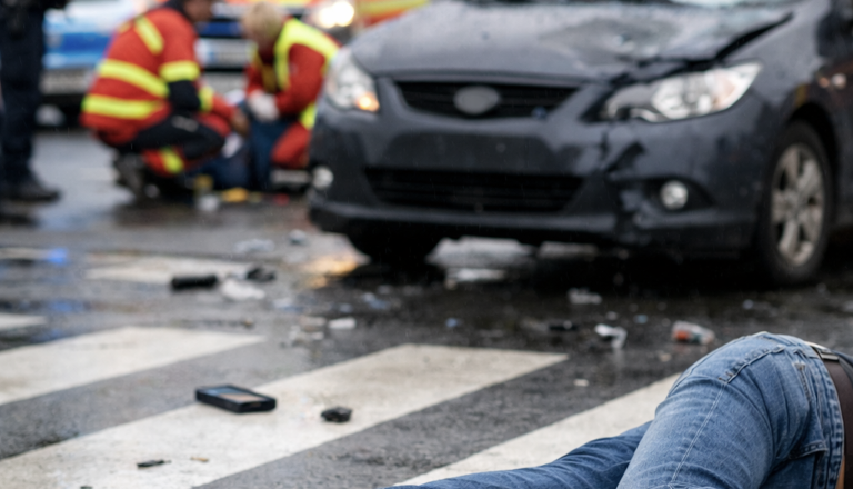Na prehodu za pešce trčil v pešca in ga huje poškodoval