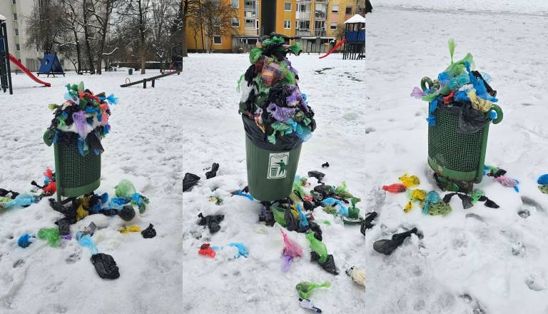 FOTO: V Šiški košev za smeti niso praznili že skoraj mesec dni